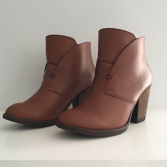 Cognac Leather Slip On Ankle Bootie